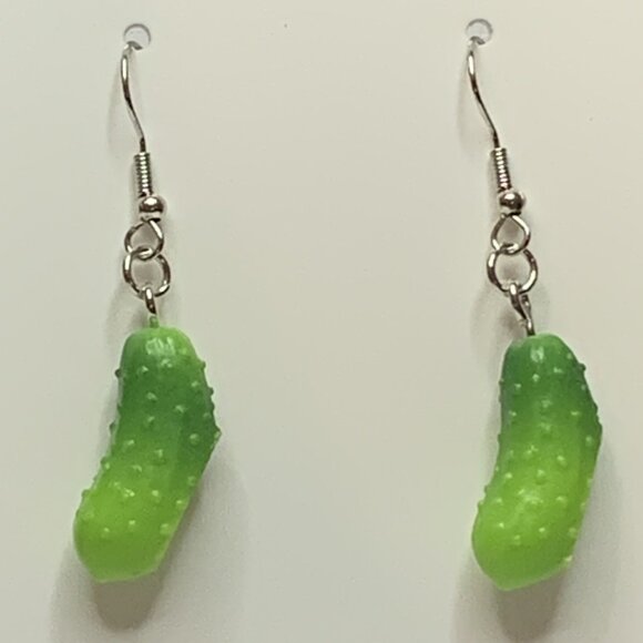 Pickle Earring, Cucumber Earring, Vegetable Earring, Funny Food Earring, Gift - Picture 7 of 7